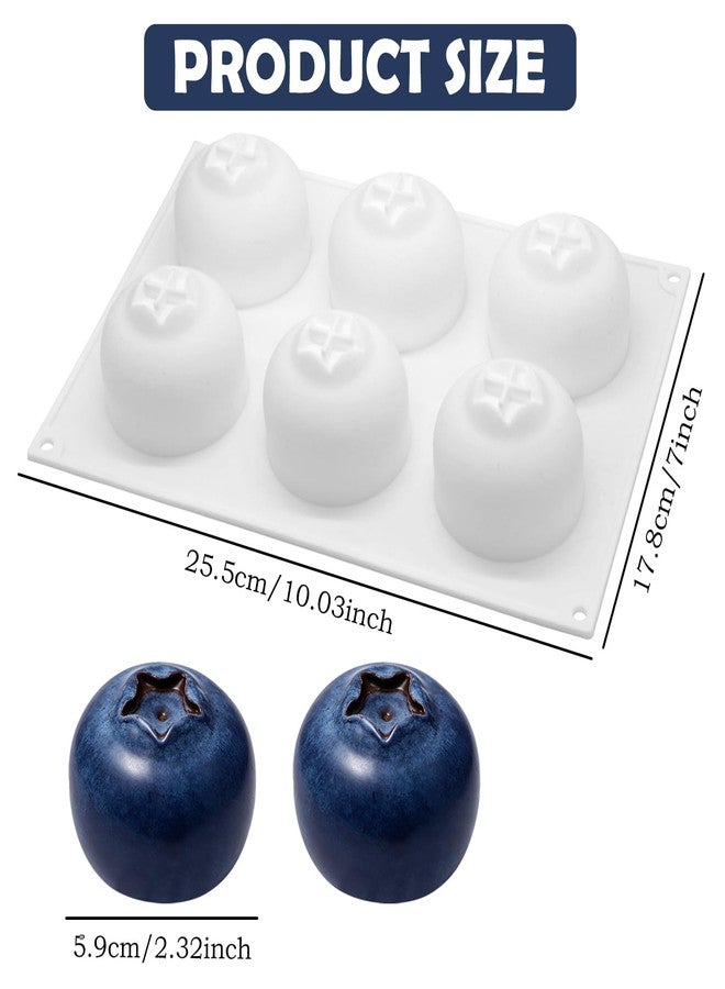 CYUXING 6-Cavity Blueberry Fruit Silicone Baking Molds, 3D Fruit Shaped Non-Stick, Silicone Mold for Mousse Cake Chocolate Pudding Jelly Ice Cream DIY Pastry Dessert, Food-Grade, Reusable - Image 2