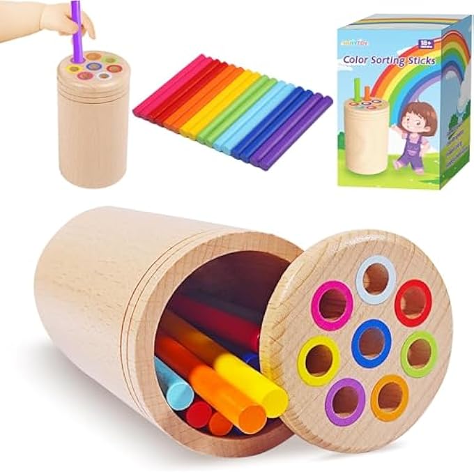 ألعاب مونتيسوري للأطفال من عمر 1 سنة فما فوق، ألعاب للأطفال بعمر 18 شهرًا، أنشطة تعليمية لتصنيف الألوان في مرحلة ما قبل المدرسة، ألعاب حسية لتطوير المهارات الحركية الدقيقة للأطفال من 1 إلى 3 سنوات، هدايا للأطفال من عمر 1 و 2 و 3 سنوات، للبنات والأولاد - Image 1