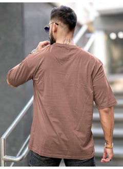 Maniac Mens Printed Round Neck 3/4th Sleeve Dusty Pink Cotton T-Shirt  - Image 4