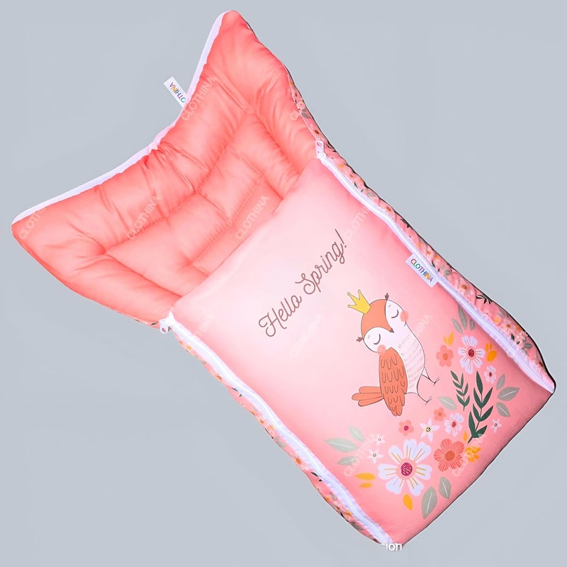 Frido Frido 3 in 1 Baby Bed Sleeping Bag Carry Nest Cotton Baby Bedding for New Born Infant Portable Bassinet for Baby Carrying Unisex 0 to 12M Light Grey Peach - Image 2
