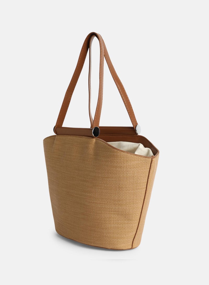Haute Sauce Solid Zip Lock Regular Jute Hand Bag For Women  - Image 5