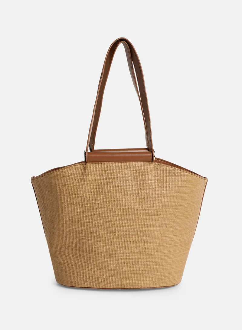 Haute Sauce Solid Zip Lock Regular Jute Hand Bag For Women