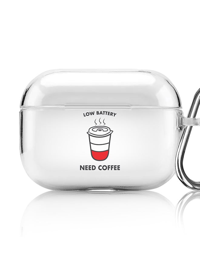 Stylizedd Classic Clear printed Case for Apple AirPods Pro 2nd Generation Thin Transparent Cover [Designed for Apple AirPods Pro 2nd Generation] - Low battery need coffee  - Image 1