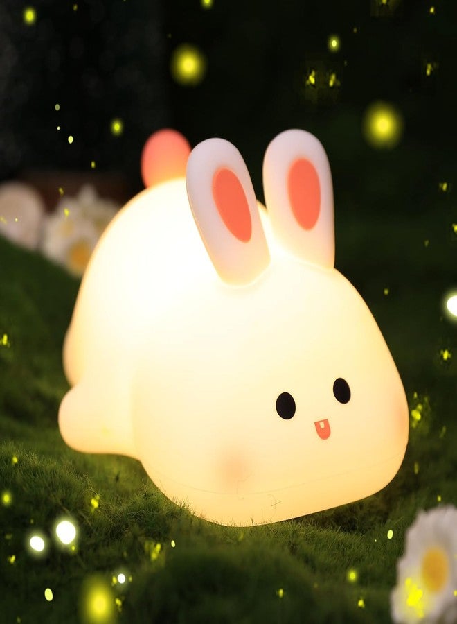 GITGRNTH LED Bunny Night Light for Kids - Soft Silicone Nursery Lamp, Rechargeable Cute Animal Nightlight with Tap Control, Bedside Lamp for Baby Room, Toddler Gifts, Bedroom Décor - Image 1