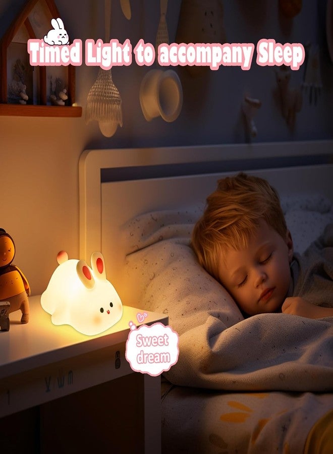 GITGRNTH LED Bunny Night Light for Kids - Soft Silicone Nursery Lamp, Rechargeable Cute Animal Nightlight with Tap Control, Bedside Lamp for Baby Room, Toddler Gifts, Bedroom Décor - Image 3