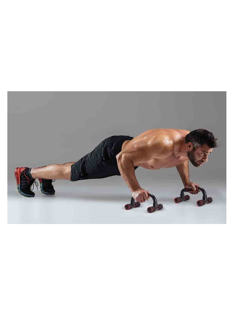 KANGAROO Push Up Bars with Non-Slip High Quality Up To 120 Kg Black-Red - Image 3