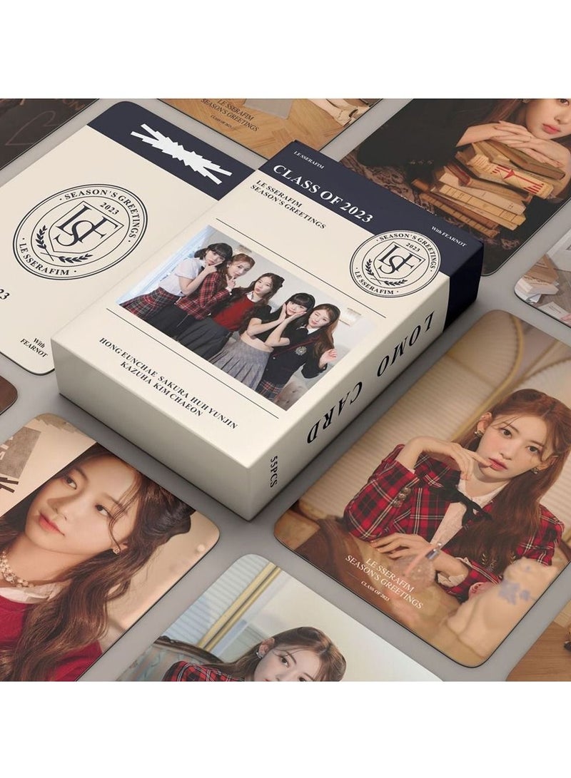 إيهوم بطاقات لي سيرافيم "2023 Season's Greetings" لومو مكونة من 55 قطعة - Image 1