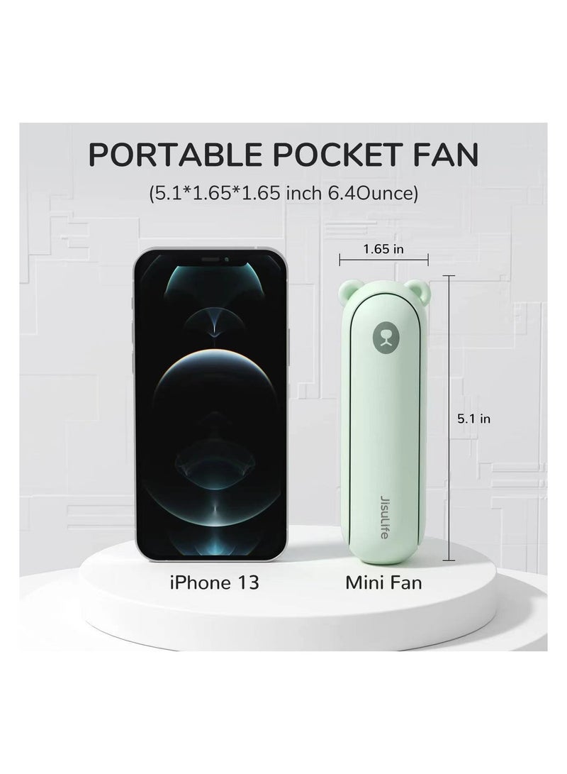 Handheld Fan with 4500 mAh Powerbank Max 46 Hours Runtime, Pocket Fan with Portable Battery Operated or USB Powered, Folding Personal Fan (Green/3 Speeds ) - Image 2