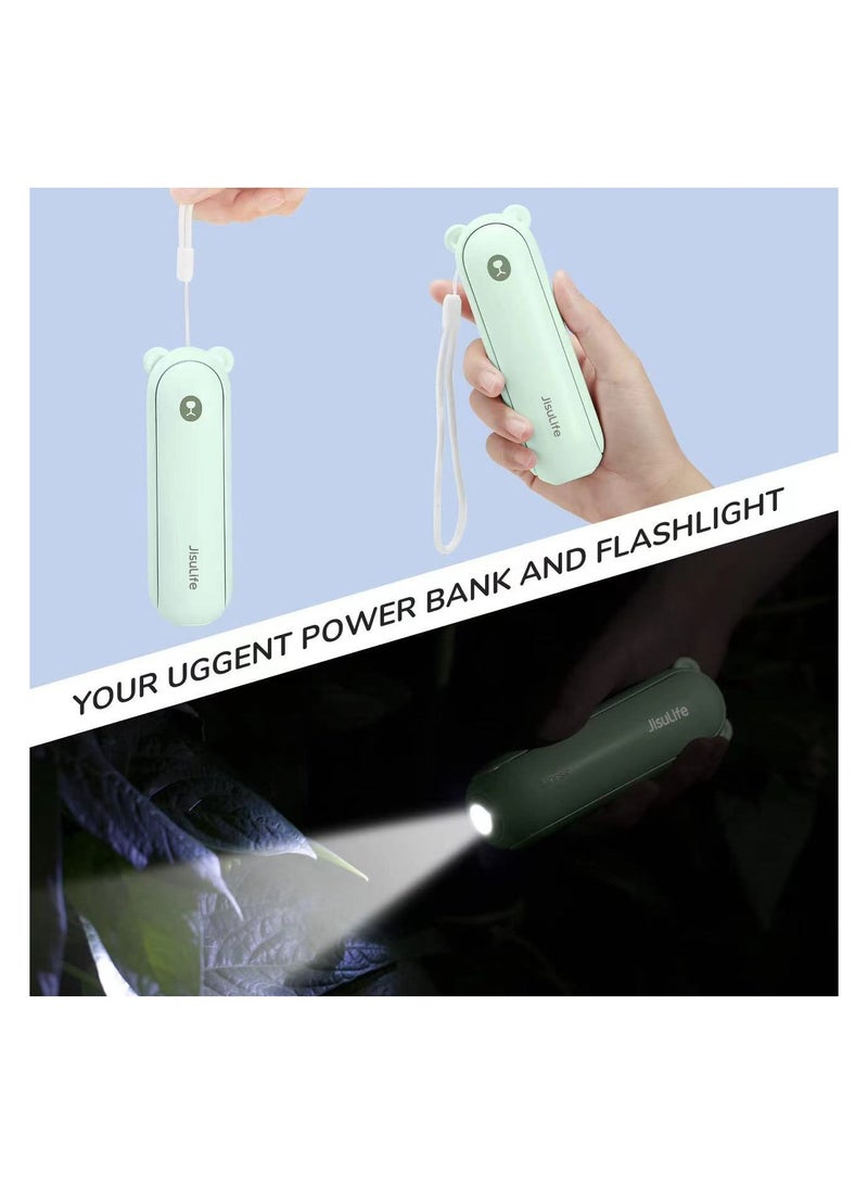 Handheld Fan with 4500 mAh Powerbank Max 46 Hours Runtime, Pocket Fan with Portable Battery Operated or USB Powered, Folding Personal Fan (Green/3 Speeds ) - Image 5