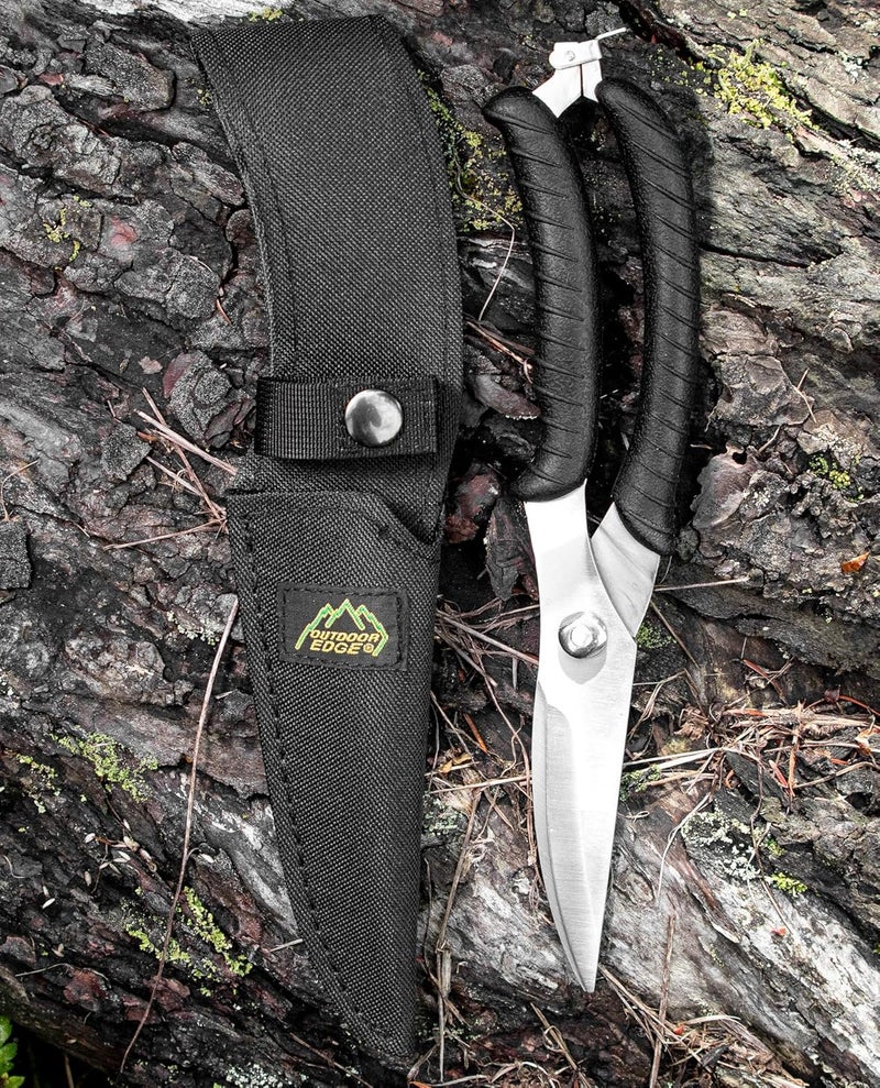 Outdoor Edge Game Shears - Spring Loaded with Serrated Edge and Bone-Breaking Notch for Quartering Birds, Small Game, and Fish with Nylon Belt Sheath - Image 2