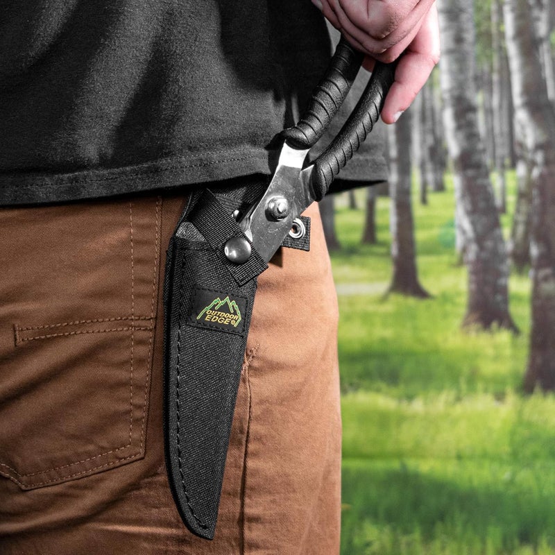 Outdoor Edge Game Shears - Spring Loaded with Serrated Edge and Bone-Breaking Notch for Quartering Birds, Small Game, and Fish with Nylon Belt Sheath - Image 4