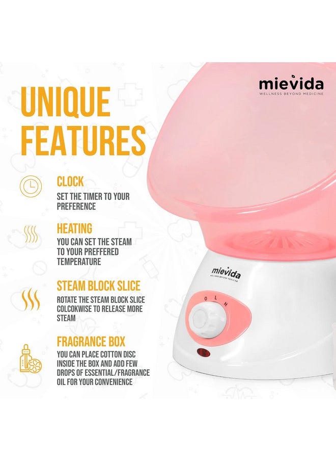 mievida - Steam Inhaler Vaporizer And Facial Steamer With Two Level Heat Setting And Temperature Control System (Pink) - Image 1