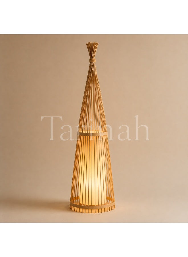 Luxury Bamboo Cone Floor Lamp – Handmade Natural Rattan Standing Lamp with Warm Ambient LED Lighting - Image 1