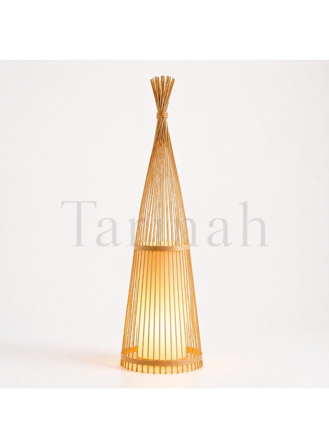 Luxury Bamboo Cone Floor Lamp – Handmade Natural Rattan Standing Lamp with Warm Ambient LED Lighting - Image 2