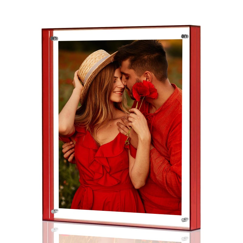 MFoffice 8.5x11 Picture Frame  Stunning Color Acrylic Photo Frame  Use as 8.5x11  8x10  8x8  6x8 Picture Frame and Acrylic Tray  Horizontal and Vertical Formats for Tabletop Display  Red  1Pack - Image 1