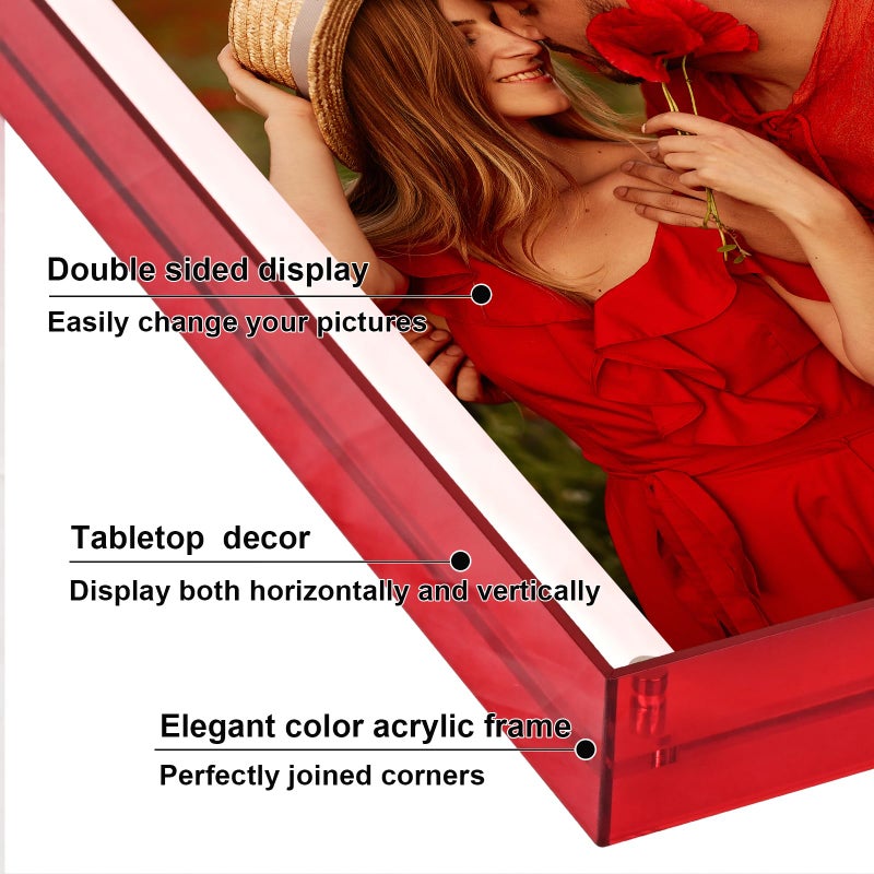 MFoffice 8.5x11 Picture Frame  Stunning Color Acrylic Photo Frame  Use as 8.5x11  8x10  8x8  6x8 Picture Frame and Acrylic Tray  Horizontal and Vertical Formats for Tabletop Display  Red  1Pack - Image 4