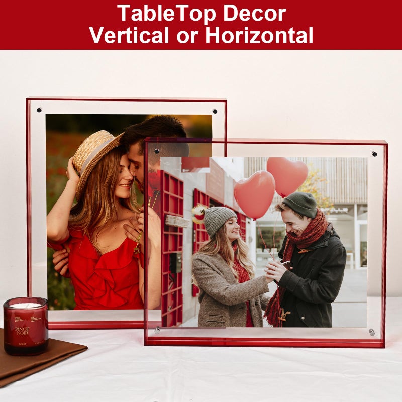 MFoffice 8.5x11 Picture Frame  Stunning Color Acrylic Photo Frame  Use as 8.5x11  8x10  8x8  6x8 Picture Frame and Acrylic Tray  Horizontal and Vertical Formats for Tabletop Display  Red  1Pack - Image 5