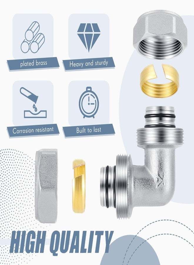 Yaocom 6 Pcs 3/4" Elbow Air Piping Fittings,Brass-nickel Plated,200psi,Tubing Fittings for Shop Compressed Air Line System Kit - Image 3