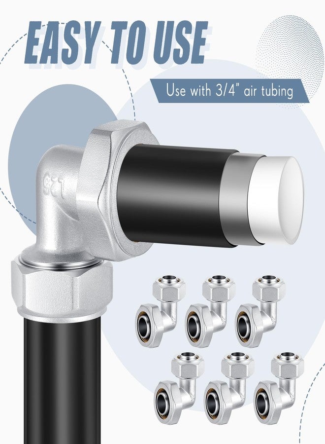 Yaocom 6 Pcs 3/4" Elbow Air Piping Fittings,Brass-nickel Plated,200psi,Tubing Fittings for Shop Compressed Air Line System Kit - Image 5