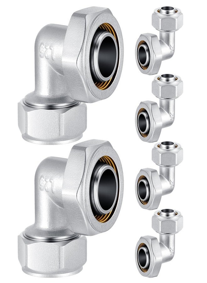 Yaocom 6 Pcs 3/4" Elbow Air Piping Fittings,Brass-nickel Plated,200psi,Tubing Fittings for Shop Compressed Air Line System Kit - Image 1