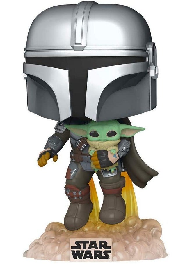 Funko Pop Star Wars The Mandalorian Mandalorian Flying With The Child Bundle With 1 Popshield Pop Box Protector  - Image 2