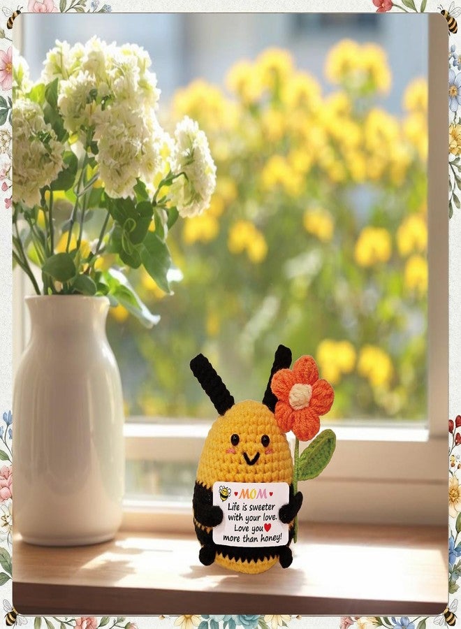 Lowealuk Gifts for Mom from Daughter Son - Handmade Crochet Bee, Mothers Day Birthday for Mom Mother in Law, I Love You Mama Present, Emotional Support Desk Decor - Image 5