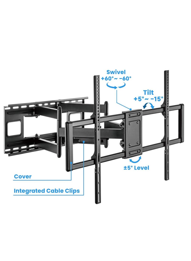 Hamood - Ultra Heavy-Duty XXL Articulating TV Wall Bracket Heavy-Duty Large-Screen Full-Motion TV Wall Mount Holds One 60" to 120" TV up to 120 kg 264 lbs. - Image 1