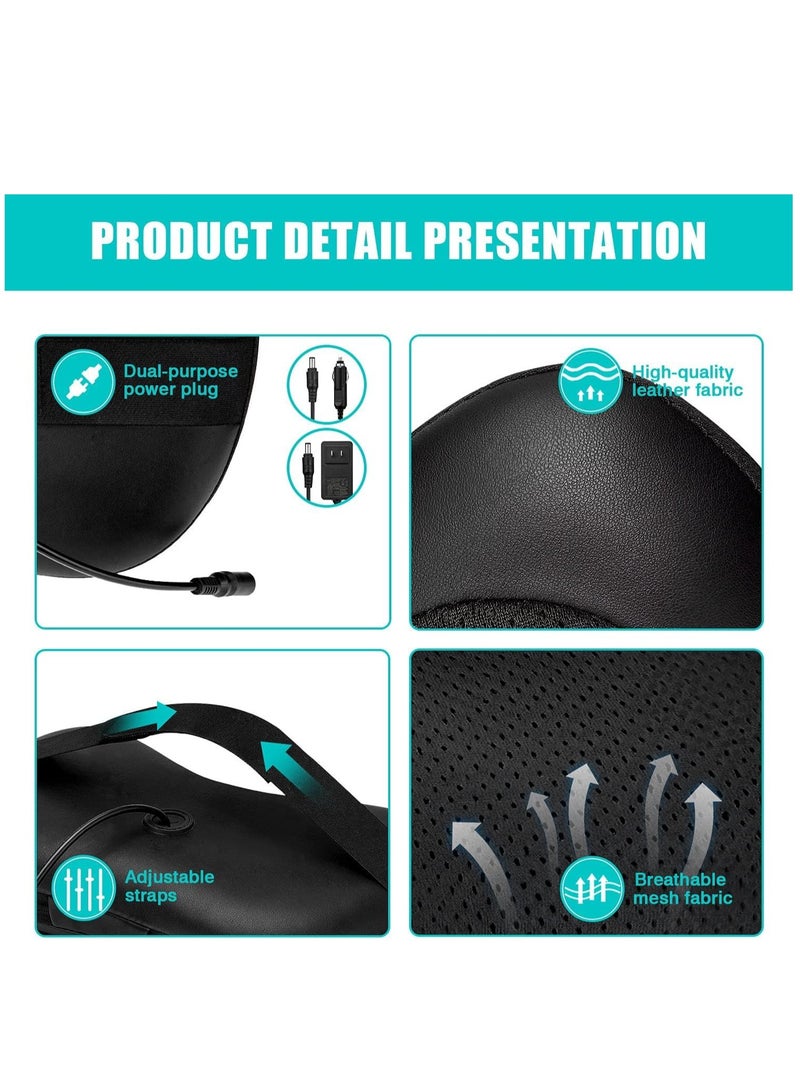 مدلك للرقبة والظهر بتقنية الشياتسو مع حرارة - وسادة تدليك كهربائية لعضلات الكتف والظهر والساق | تخفيف العضلات | هدية مثالية للأمهات والآباء والنساء والرجال - Image 5