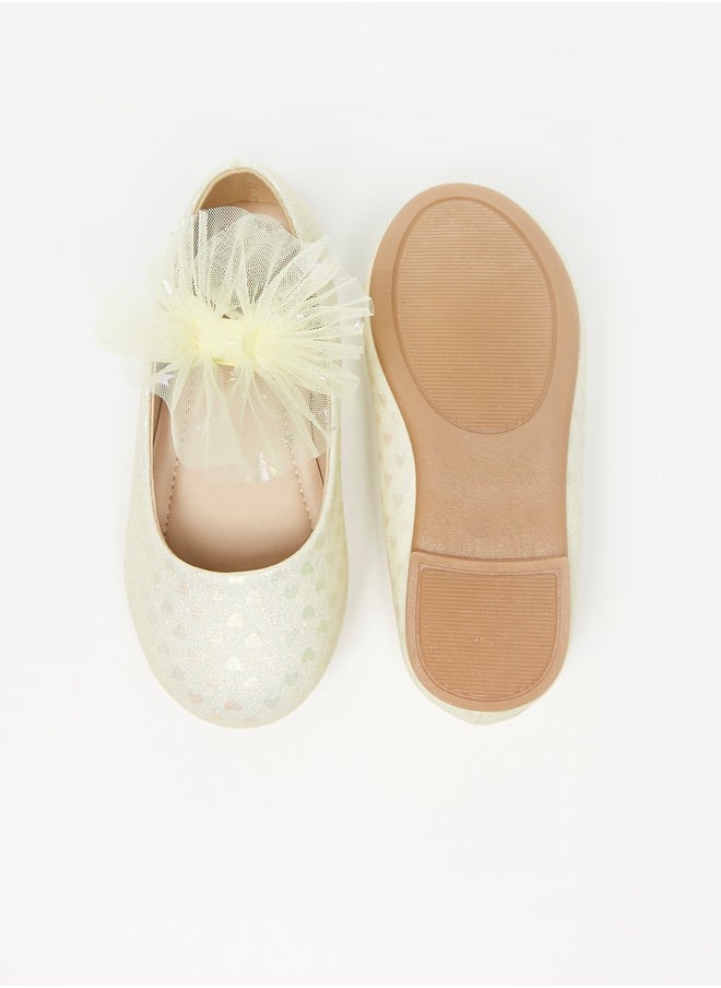 Girl's Printed Mary Jane Shoes with Bow Applique and Elasticated Strap Ramadan Collection
