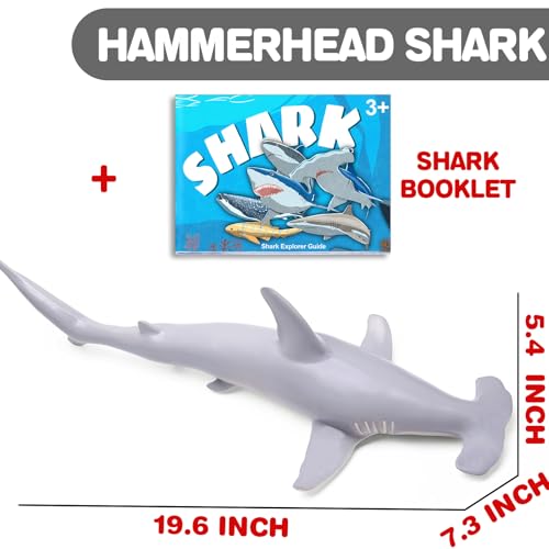 MOEAWS Realistic Giant Hammerhead Shark Toy1516 Inchwith Booklet Soft Plastic Shark Figure Party Decoration Under The Sea Creature Toy Ocean Animal Figure for Kid Boy Girl Toddler Cake Toppers Bath - Image 5
