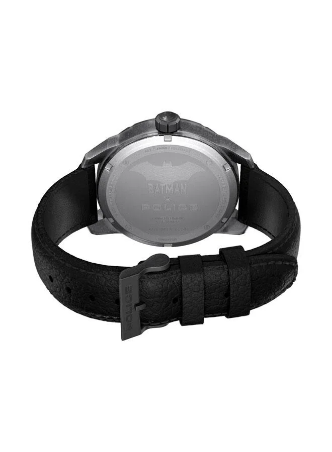 POLICE Men's Men's Batman 45mm Watch with Antique Ion-Plated Gunmetal Dial & Genuine Leather Strap
