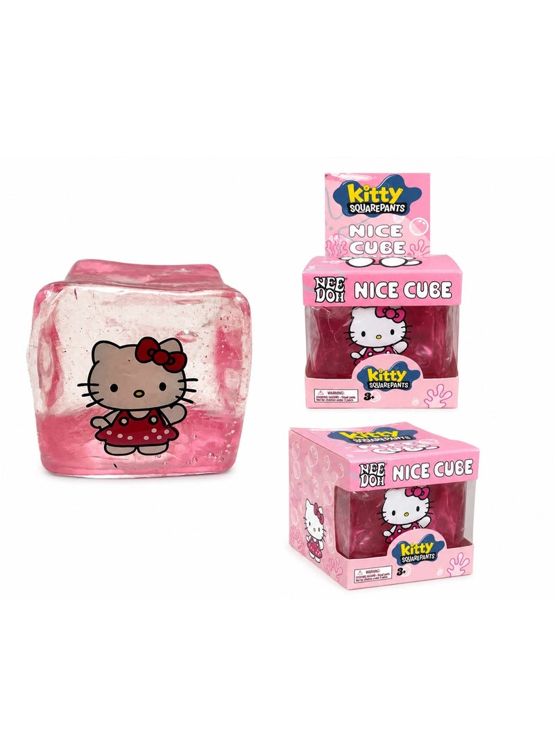 Nee Doh Kitty  Nice Cube Stress Relief Fidget Toy – Soft Squishy Sensory Squeeze Cube for Kids & Adults, Anxiety & Stress Relief, ADHD & Autism Sensory Toy, Stretchy Stress Ball Alternative, Calm Focus Desk Toy, Birthday Gift, Ages 3+ - Image 1