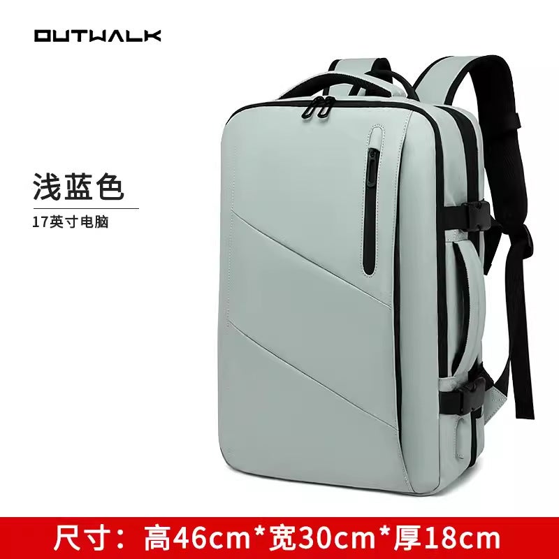Large Capacity Travel Backpack Unisex Light blue (Elite Edition can be expanded)