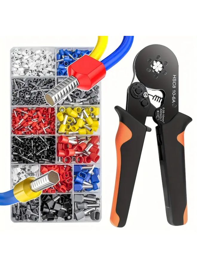 HSC8 10 6A Ratchet Crimping Pliers with 1200pcs Terminals Crimping Range 0 25 10mm AWG23 7 - Image 3