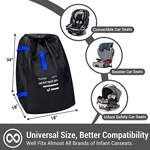 ProFaster Car Seat Travel Bag Backpack for Air Travel - Karfast Universal Infant Carseat Gate Check Bag Cover for Airplane, Foldable with Pouch, Blue - Image 2