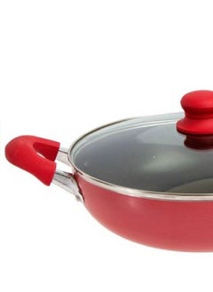 Sweet Home 26cm Non-Stick Wok Pan with Lid Red/Black - Multi-layer non-stick interior, Silicone polyester exterior, Easy clean, Vibrant color, and PFOA Free.  - Image 2