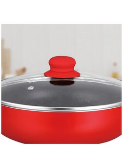 Sweet Home 26cm Non-Stick Wok Pan with Lid Red/Black - Multi-layer non-stick interior, Silicone polyester exterior, Easy clean, Vibrant color, and PFOA Free.  - Image 4