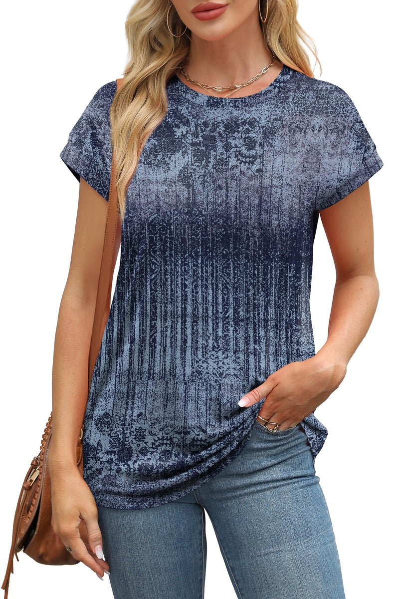 Alaroo Womens Summer Tops 2026 Trendy Tshirts Shirts Cap Sleeve Beach Vacation Clothes Fashion Floral Boho Hawaiian Print 35 L - Image 2