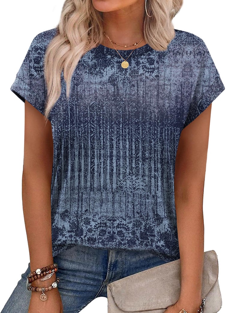 Alaroo Womens Summer Tops 2026 Trendy Tshirts Shirts Cap Sleeve Beach Vacation Clothes Fashion Floral Boho Hawaiian Print 35 L - Image 1