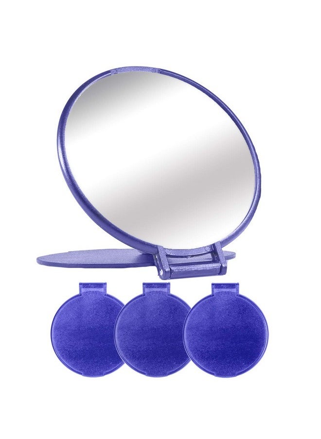 MOMIRA - Compact Mirror Bulk Round Makeup Mirror For Purse, Set Of 3, 2.6"L X 2.37"W (Blue) - Image 1