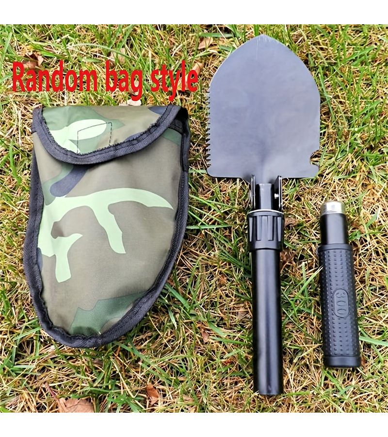 Tactical Folding Shovel with Survival Saw Pickaxe and Bag Black Multi Purpose Tool for Camping Hiking Outdoor Adventures Durable Stainless Steel Construction - Image 5