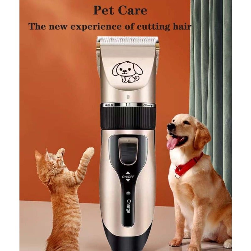طقم أدوات تشذيب الكلاب، مقصات كهربائية منخفضة الضوضاء، هادئة، قابلة للشحن، بدون أسلاك، لقص شعر الحيوانات ذو الفراء الكثيف، مجموعة أدوات تشذيب مناسبة للكلاب والقطط والحيوانات الأليفة الأخرى، لون ذهبي - Image 3