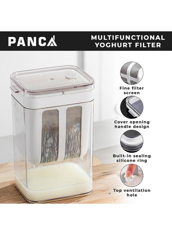PANCA صندوق مصفاة اللبن بانكا هانغ | صانع اللبن وصانع الزبادي اليوناني - 1100 مل مصفاة شبكية دقيقة مع غطاء | فلتر زبادي متعدد الوظائف | صانع لبن منزلي | فاصل مصل اللبن - Image 2
