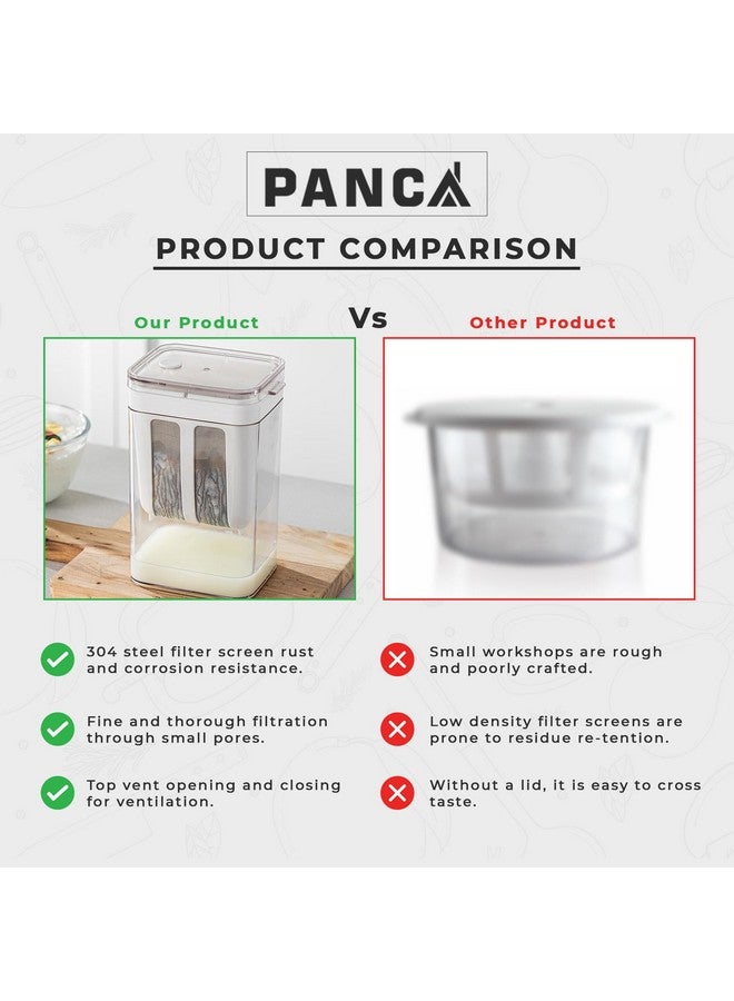 PANCA صندوق مصفاة اللبن بانكا هانغ | صانع اللبن وصانع الزبادي اليوناني - 1100 مل مصفاة شبكية دقيقة مع غطاء | فلتر زبادي متعدد الوظائف | صانع لبن منزلي | فاصل مصل اللبن - Image 4