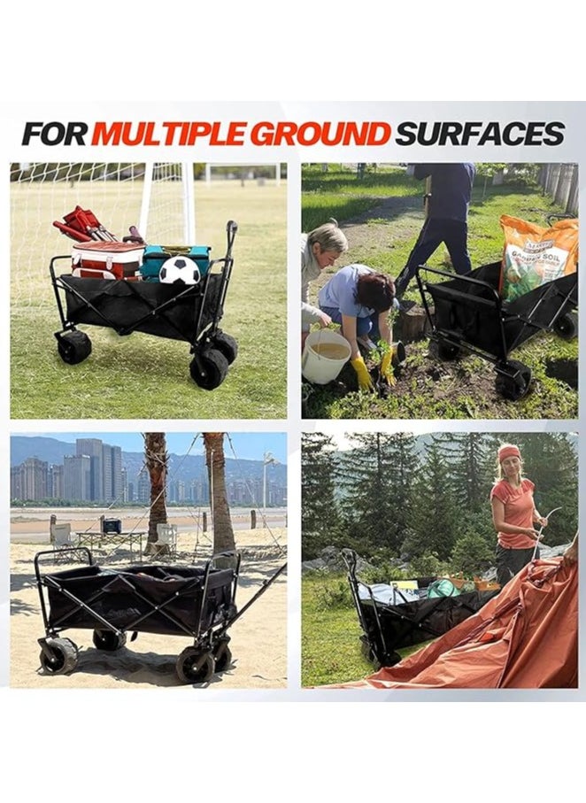 Generic - Large Foldable Utility Cart Durable Heavy Duty Rolling Trolley Cart Crate Cart Portable Collapsible Teacher Handcart for Shopping Moving Travel - Image 1