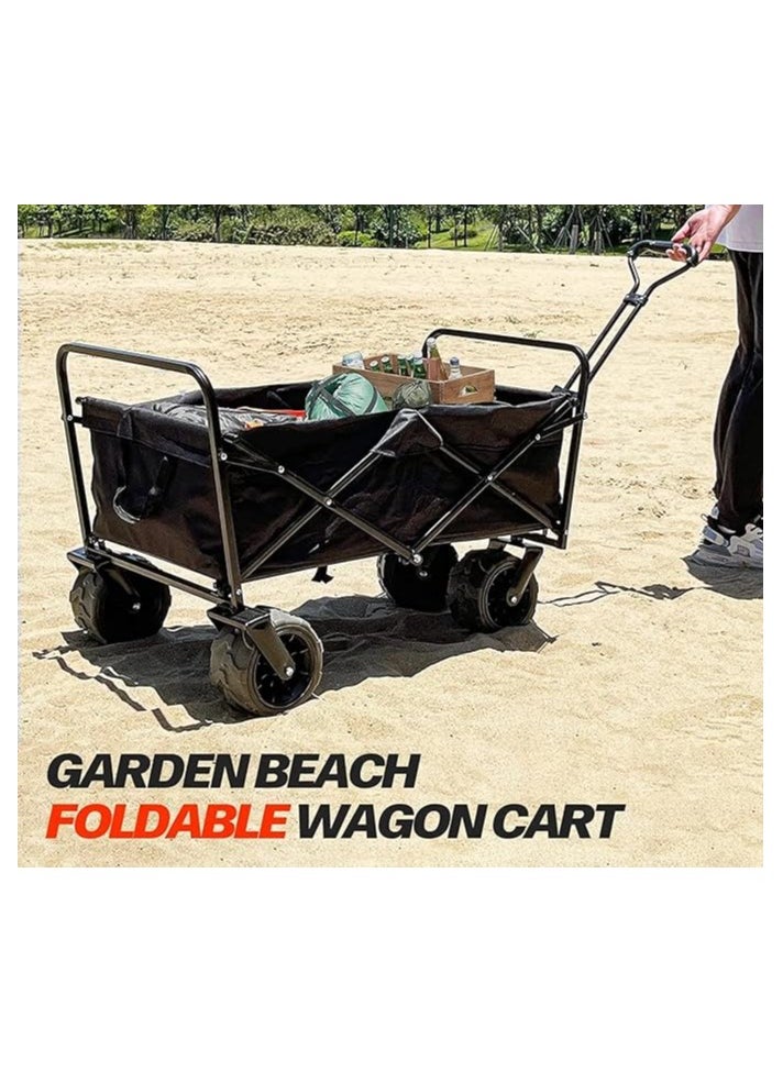 Generic - Large Foldable Utility Cart Durable Heavy Duty Rolling Trolley Cart Crate Cart Portable Collapsible Teacher Handcart for Shopping Moving Travel - Image 1