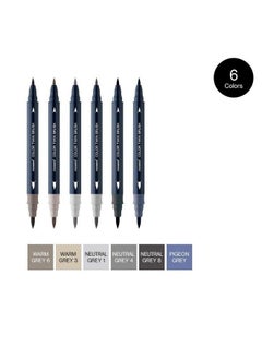 Monami Color Twin Brush Dual Brush Pen Double Tipped Fine & Medium Marker For Coloring Calligraphy Lettering Grey Mood 6Pack (N.Grey 1N. Grey 6N.Grey 10Warm Grey 3Warm Grey 6Pigeon Grey)  - Image 5