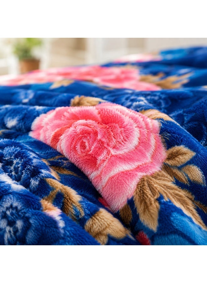Luxury Soft Plush Blanket – Floral Design – 160 × 220 cm – 1.1 kg – Warm & Cozy Bed Blanket - Image 3