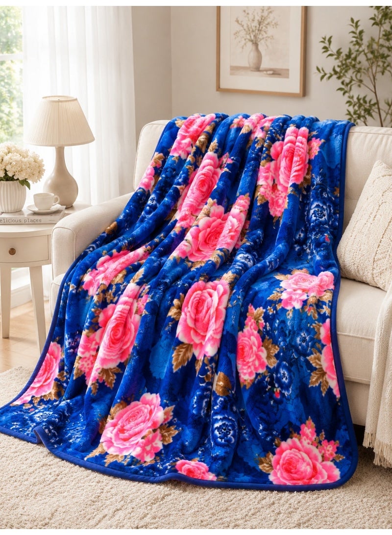 Luxury Soft Plush Blanket – Floral Design – 160 × 220 cm – 1.1 kg – Warm & Cozy Bed Blanket - Image 1