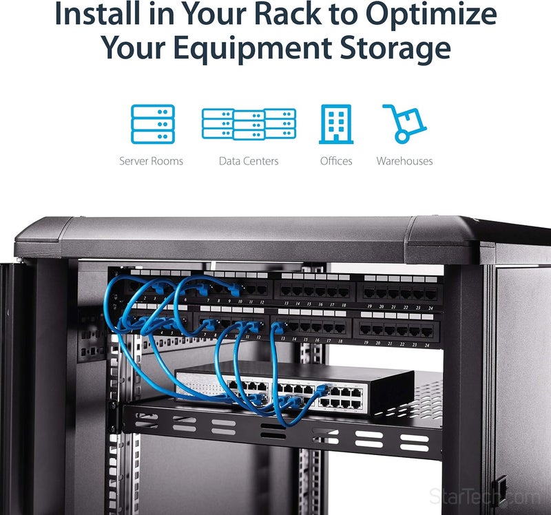 StarTechcom 1U 4Post Adjustable Vented Server Rack Mount Shelf  330lbs150 kg  195 to 38in Adjustable Mounting Depth Universal Tray 19 AV Network Equipment Rack  275in Deep ADJSHELFHDV - Image 5